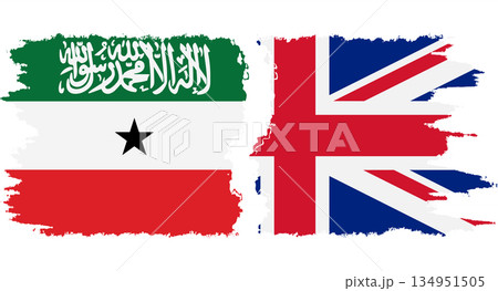 UK and Somaliland grunge flags connection vector 134951505