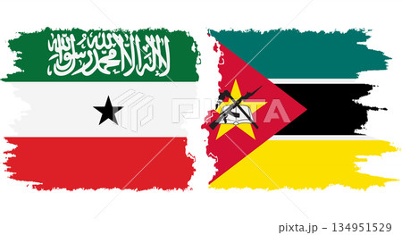 Mozambique and Somaliland grunge flags connection vector Mozambique and Somaliland grunge flags connection vector 134951529