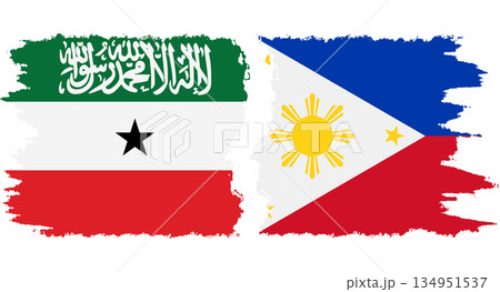 Philippines and Somaliland grunge flags connection vector 134951537