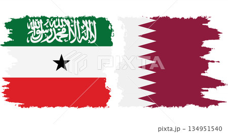Qatar and Somaliland grunge flags connection vector 134951540