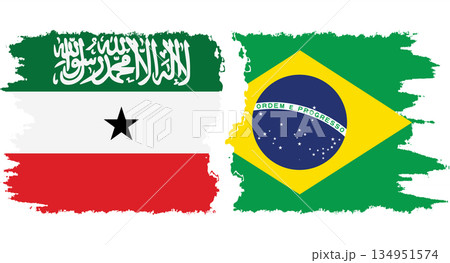 Brazil and Somaliland grunge flags connection vector 134951574