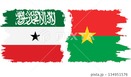 Burkina Faso and Somaliland grunge flags connection vector 134951576