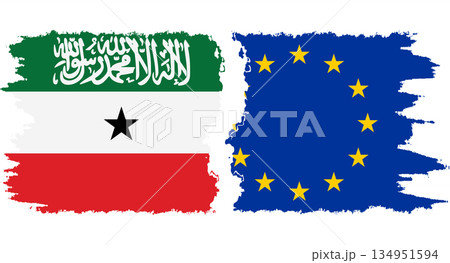 EU and Somaliland grunge flags connection vector 134951594