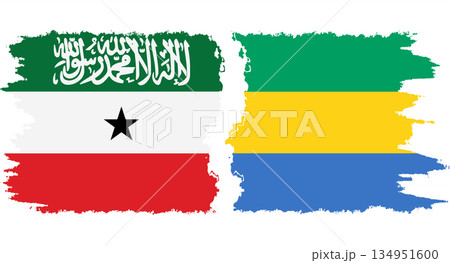 Gabon and Somaliland grunge flags connection vector Gabon and Somaliland grunge flags connection vector 134951600