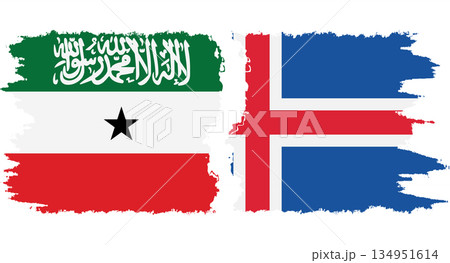 Iceland and Somaliland grunge flags connection vector 134951614