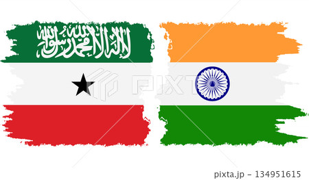 India and Somaliland grunge flags connection vector India and Somaliland grunge flags connection vector 134951615