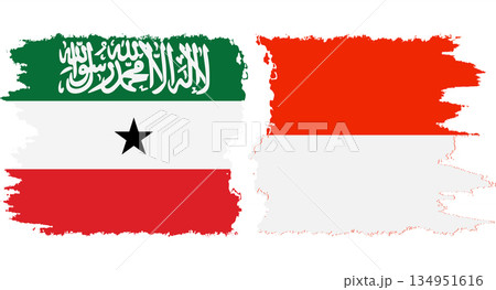 Indonesia and Somaliland grunge flags connection vector 134951616