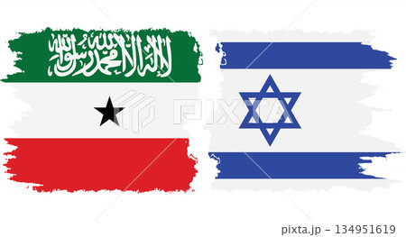 Israel and Somaliland grunge flags connection vector 134951619