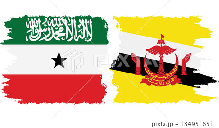 Brunei and Somaliland grunge flags connection vector 134951651