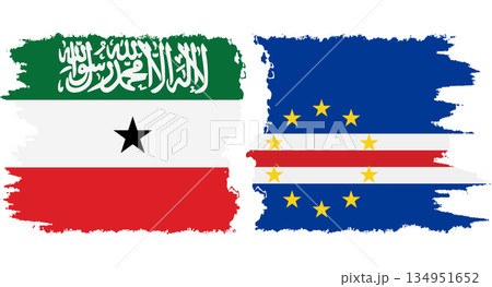 Cape Verde and Somaliland grunge flags connection vector 134951652