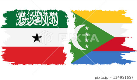 Comoros and Somaliland grunge flags connection vector 134951657