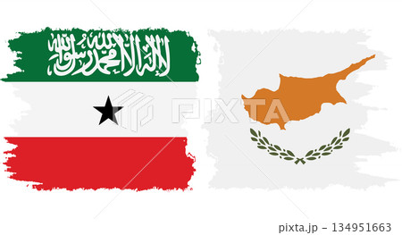 Cyprus and Somaliland grunge flags connection vector 134951663