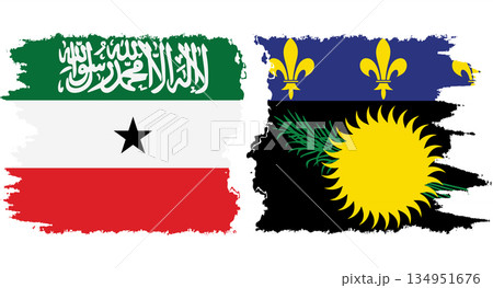 Guadeloupe and Somaliland grunge flags connection vector 134951676