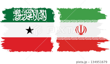Iran and Somaliland grunge flags connection vector 134951679