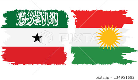 Kurdistan and Somaliland grunge flags connection vector Kurdistan and Somaliland grunge flags connection vector 134951682