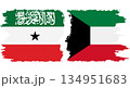 Kuwait and Somaliland grunge flags connection vector 134951683