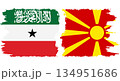 Northern Macedonia and Somaliland grunge flags connection vector 134951686