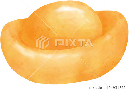 Watercolor illustration of Chinese gold ingot 134951732