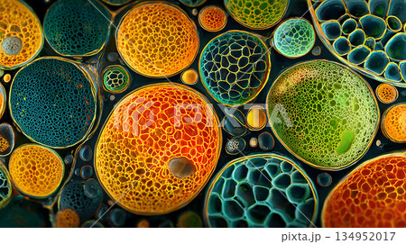 細胞構造 顕微鏡 背景 カラフル 科学 134952017