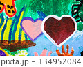 watercolor painting heart on paper 134952084
