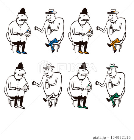 2人のカフェおじさん-傘png 2人のカフェおじさん-傘png 134952116