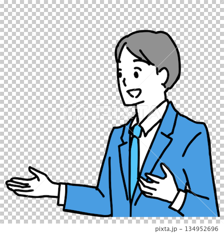 プレゼンをするスーツの男性のイラスト 134952696