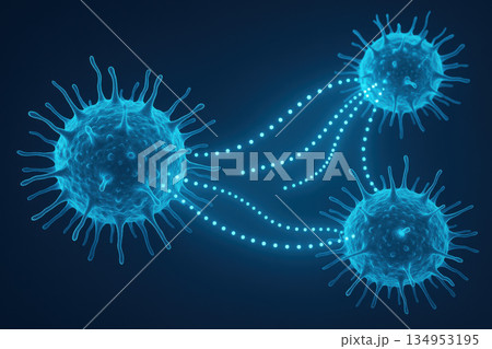 Futuristic biotech visualization showing immune...のイラスト素材 [134953195 ...