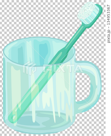 透明杯子和牙刷插圖向量素材 透明杯子和牙刷插圖向量素材 134953367