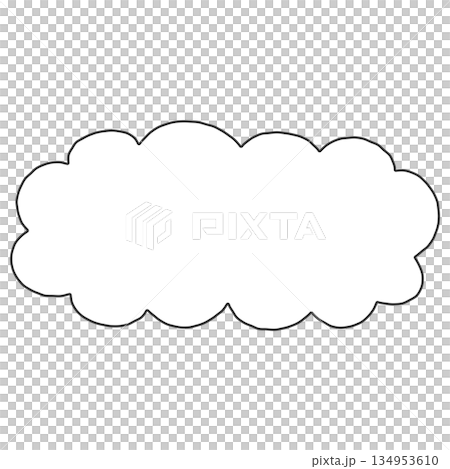手書きのシンプルな横長もくもくの吹き出し 手書きのシンプルな横長もくもくの吹き出し 134953610