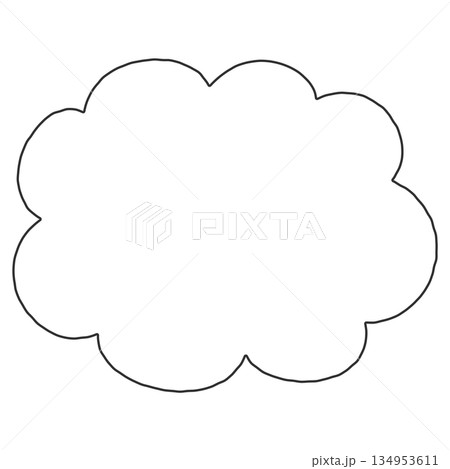 手書きのシンプルな横長もくもくの吹き出し 134953611