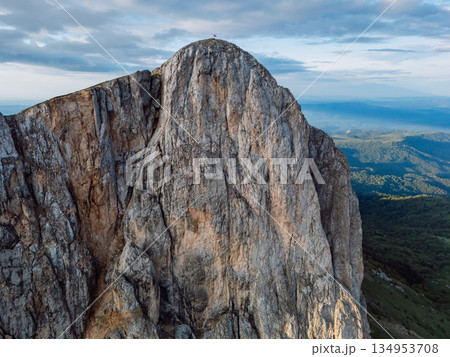 Bolshoy Tkhach rocky mount in Caucasus, drone view 134953708