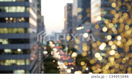 Abstract Urban City Street with Defocused Lights and Bokeh Effect at Dusk Abstract Urban City Street with Defocused Lights and Bokeh Effect at Dusk 134953846