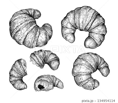 Croissant handdrawn sketch 5 134954114