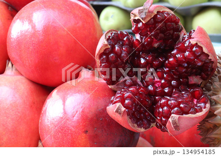 Pomegranate on shop for sell are cash crops 134954185