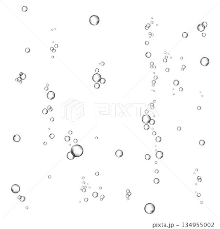 Oxygen air bubbles  flow  in water on white  background. 134955002