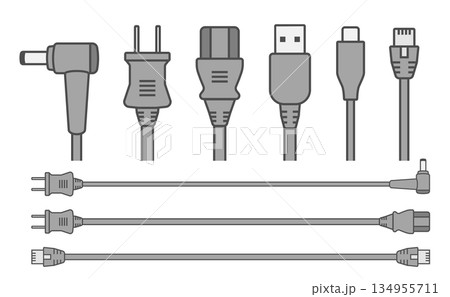 パソコン周辺機器に使われる各種ケーブル（電源・USB・LAN） 134955711