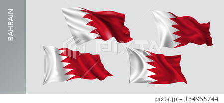 Bahrain waving flag set of vector illustration 134955744