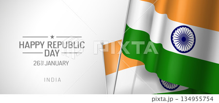 India happy republic day greeting card, banner vector illustration. 134955754