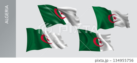 Algeria waving flag set of vector illustration Algeria waving flag set of vector illustration 134955756