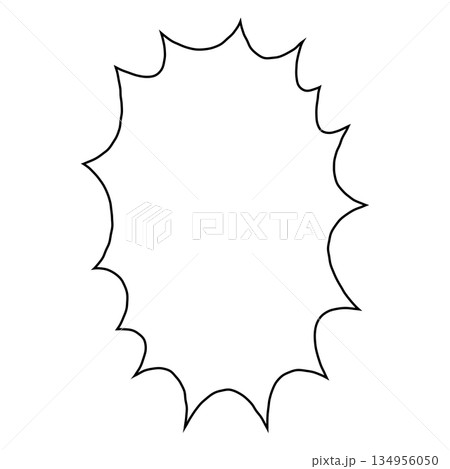 手書きのシンプルな縦長ギザギザの吹き出し 134956050