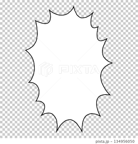 手書きのシンプルな縦長ギザギザの吹き出し 134956050