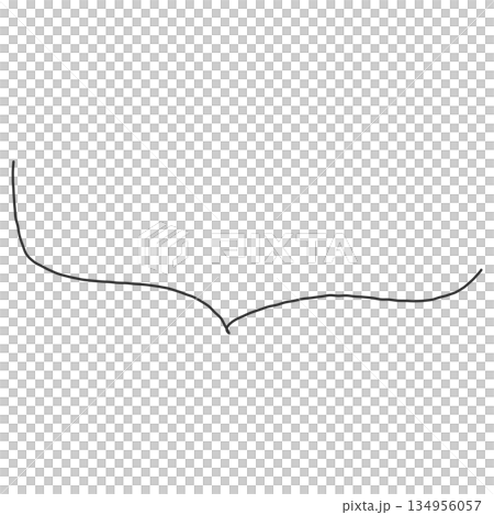 A simple, hand-drawn, horizontally long downward-pointing speech bubble 134956057