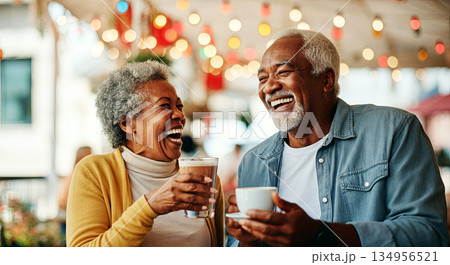 Joyful moments shared with laughter and coffee this image radiates warmth and happiness Joyful moments shared with laughter and coffee this image radiates warmth and happiness 134956521