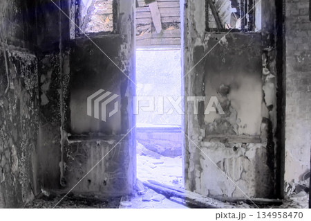 door in an abandoned room 134958470