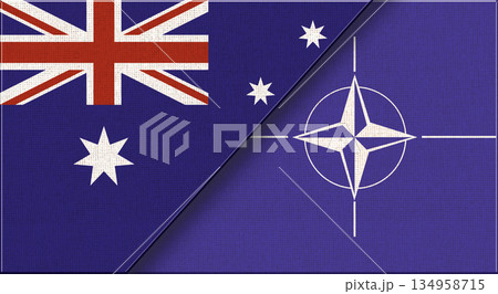 Flags of Australia and NATO. Together. Australia and NATO flags together Flags of Australia and NATO. Together. Australia and NATO flags together 134958715