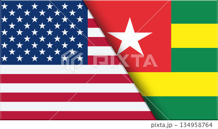 Flags of USA and Togo. American and Togolese Republic National flags on Fabric. Flags of USA and Togo. American and Togolese Republic National flags on Fabric. 134958764