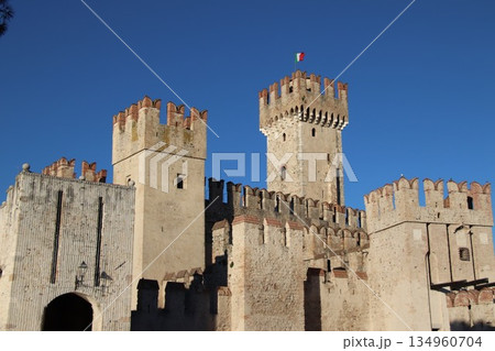 Castello Scaligero di Sirmione (Sirmione Castle) built in XIV century Lake Garda Sirmione Italy 134960704