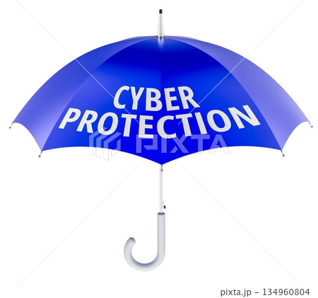 Cyber protection umbrella, cybersecurity concept. 3D rendering Cyber protection umbrella, cybersecurity concept. 3D rendering 134960804