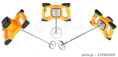 Electric mortar mixer, different angle views. 3D rendering 134960809