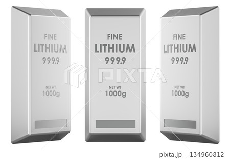 Fine lithium bars set. 3D rendering 134960812
